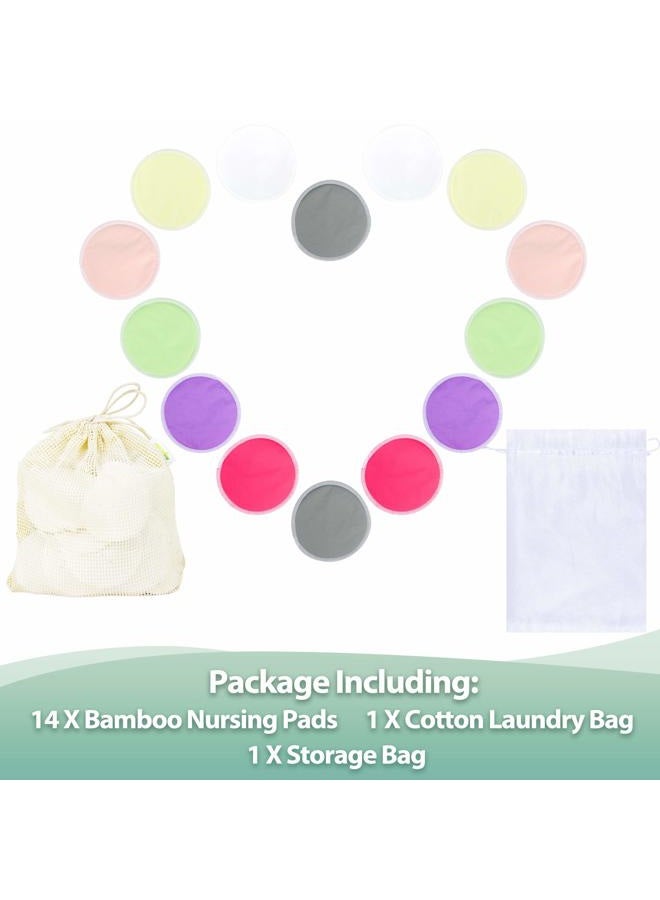 Wegreeco Organic Bamboo Nursing Pads (14 Pack)+Laundry Bag & Travel Bag,2 Sizes:3.9/4.7inch Option - Washable & Reusable Nursing Pads(Large,Daytime Use) - Image 2