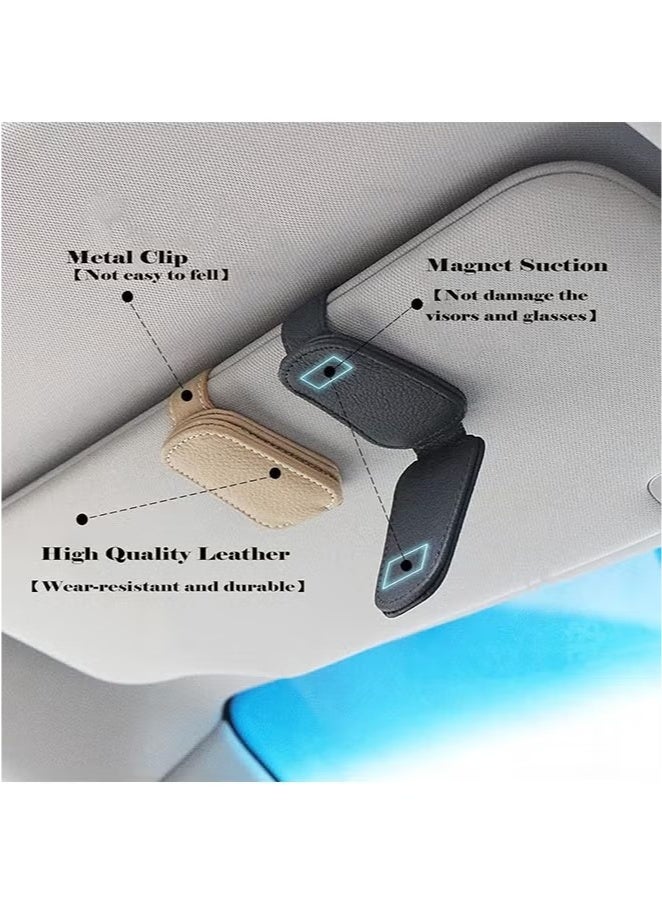 Magnetic Leather Sunglasses Holder for Car Visor – Premium Leather, Strong Grip, One-Hand Operation, and Easy Installation – Ideal Car Accessory for All Vehicles，BLACK(1PCS) - Image 5