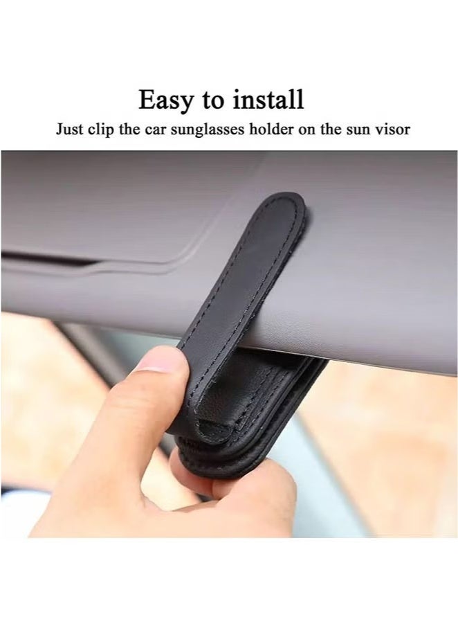 Magnetic Leather Sunglasses Holder for Car Visor – Premium Leather, Strong Grip, One-Hand Operation, and Easy Installation – Ideal Car Accessory for All Vehicles，BLACK(1PCS) - Image 4