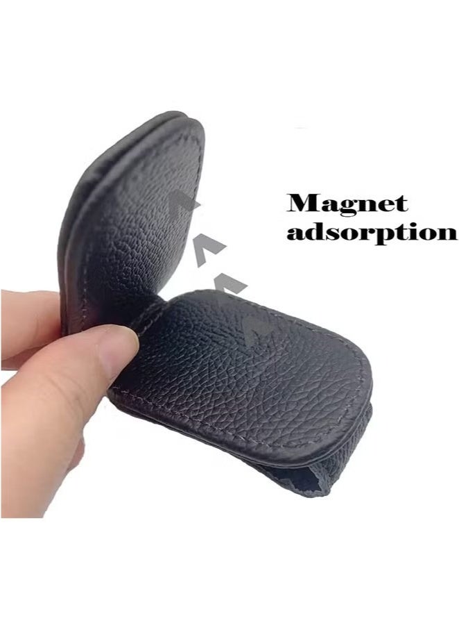 Magnetic Leather Sunglasses Holder for Car Visor – Premium Leather, Strong Grip, One-Hand Operation, and Easy Installation – Ideal Car Accessory for All Vehicles，BLACK(1PCS) - Image 3