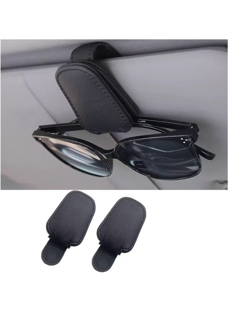 Magnetic Leather Sunglasses Holder for Car Visor – Premium Leather, Strong Grip, One-Hand Operation, and Easy Installation – Ideal Car Accessory for All Vehicles，BLACK(1PCS) - Image 1