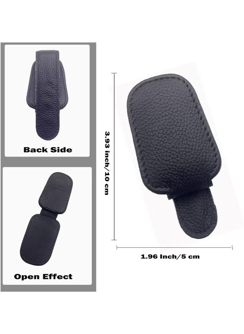 Magnetic Leather Sunglasses Holder for Car Visor – Premium Leather, Strong Grip, One-Hand Operation, and Easy Installation – Ideal Car Accessory for All Vehicles，BLACK(1PCS) - Image 2