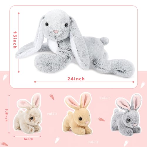 BENINY Large Bunny Stuffed Animal 24" - 4Pcs Stuffed Bunny Rabbit Plush Toy Gifts for Kids - Cuddly Mommy Bunny Surprise with 3 Small Bunnies Inside - Image 5