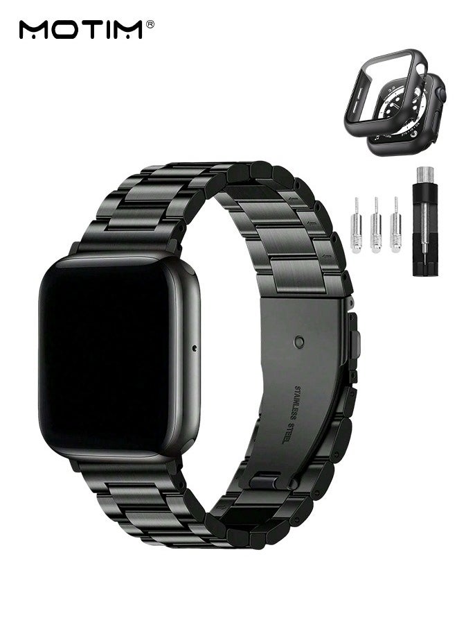 موتيم - حزام ساعة iWatch كلاسيكي معدني كلاسيكي مع حزام ساعة أبل متوافق مع أحزمة ساعة أبل 42/44/45/46/49 مم، حزام استبدال الساعة لسلسلة ساعات أبل /9/8/7/6/5/4/3/2/1/ SE/SE2/Ultra/Ultra2 - Image 1