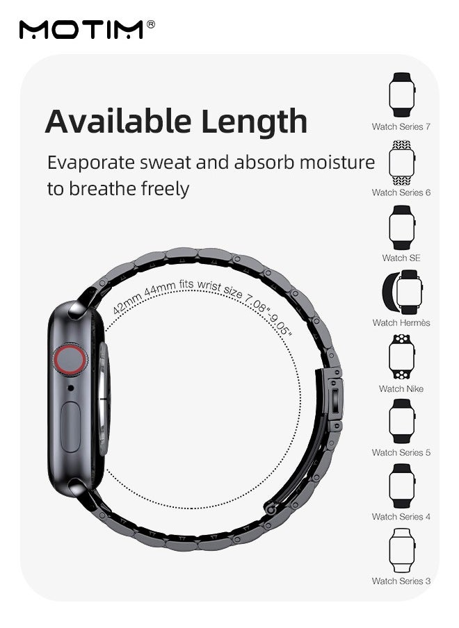 موتيم - حزام ساعة iWatch كلاسيكي معدني كلاسيكي مع حزام ساعة أبل متوافق مع أحزمة ساعة أبل 42/44/45/46/49 مم، حزام استبدال الساعة لسلسلة ساعات أبل /9/8/7/6/5/4/3/2/1/ SE/SE2/Ultra/Ultra2 - Image 1