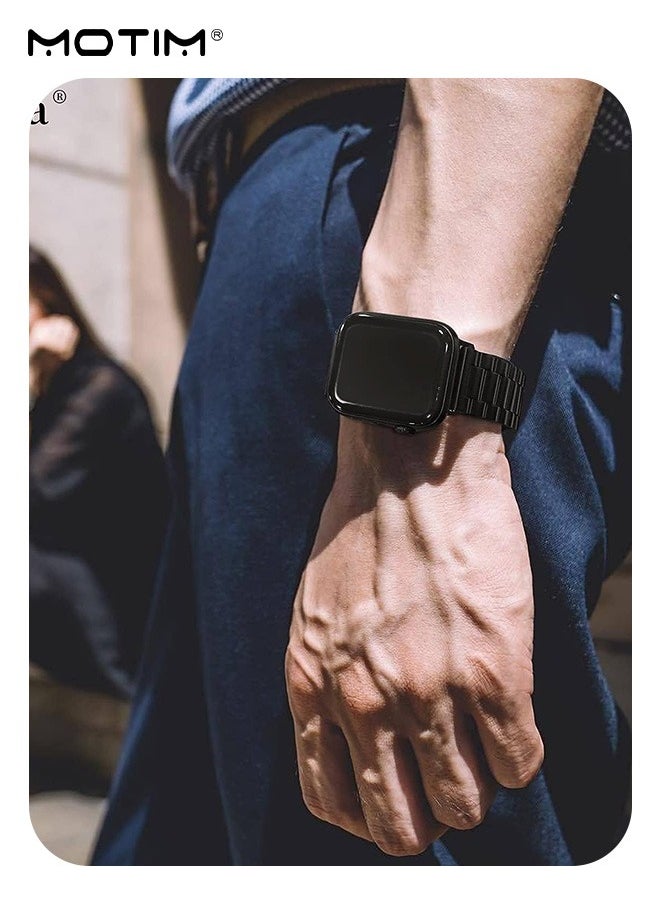 موتيم - حزام ساعة iWatch كلاسيكي معدني كلاسيكي مع حزام ساعة أبل متوافق مع أحزمة ساعة أبل 42/44/45/46/49 مم، حزام استبدال الساعة لسلسلة ساعات أبل /9/8/7/6/5/4/3/2/1/ SE/SE2/Ultra/Ultra2 - Image 1