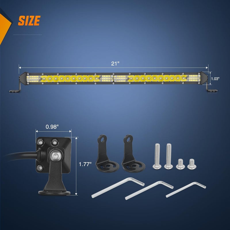 Nilight Slim LED Light Bar 21 Inch 52LED Single Row Spot Flood Combo Fog Light Driving Light Work Light Roof Bumper Lamp Offroad Light for 4x4 Trucks SUV ATV UTV - Image 2