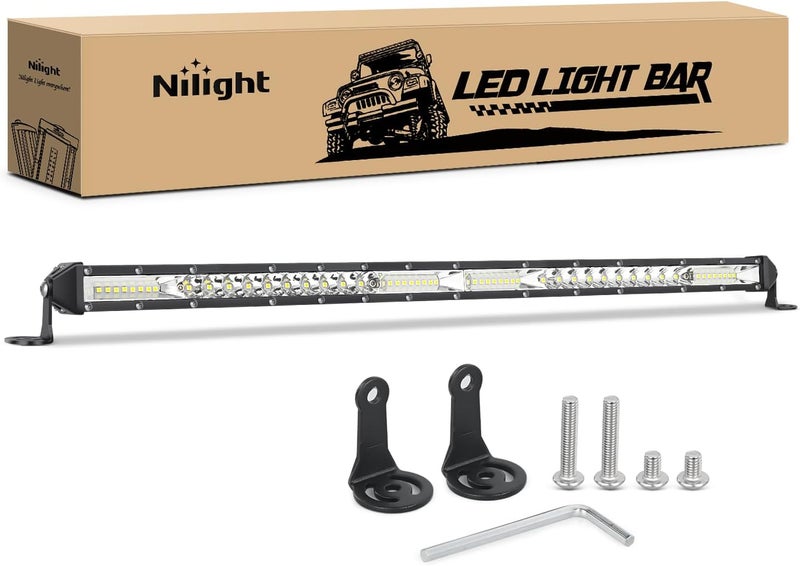 Nilight Slim LED Light Bar 21 Inch 52LED Single Row Spot Flood Combo Fog Light Driving Light Work Light Roof Bumper Lamp Offroad Light for 4x4 Trucks SUV ATV UTV - Image 1