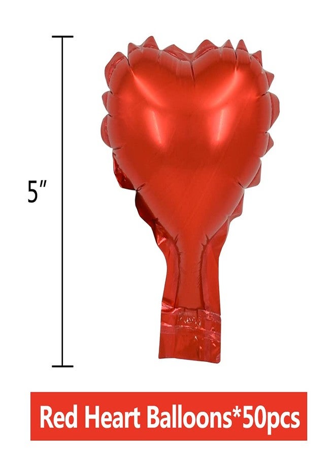 BEISHIDA 50 pcs 5inch Red Heart Shape Foil Mylar Balloons for birthday party decorations, Wedding decorations, engagement party, celebration, holiday, show, party activities. - Image 2