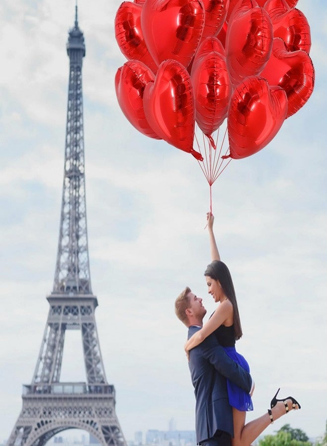 BEISHIDA 50 pcs 5inch Red Heart Shape Foil Mylar Balloons for birthday party decorations, Wedding decorations, engagement party, celebration, holiday, show, party activities. - Image 3