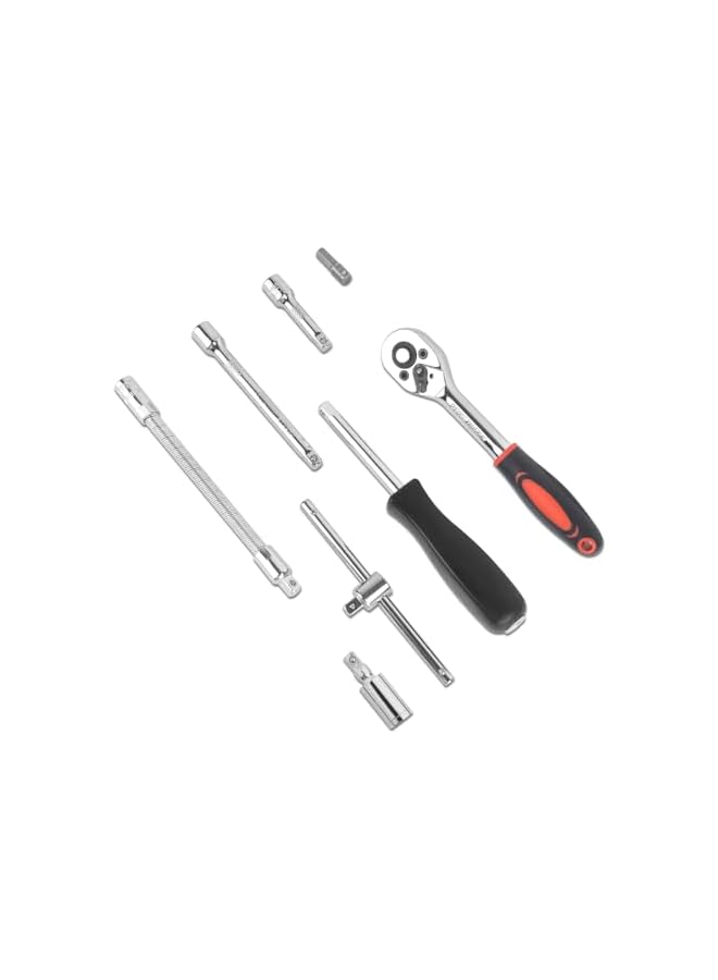 promass 46 Piece 1/4" Drive Socket Wrench Driver Bits Metric Set Flexible Extension Rods with Reversible Ratchet Spanner for Car Bicycle Motor - Image 2