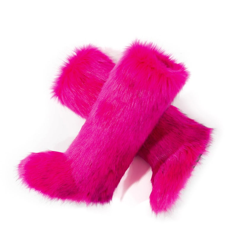 CEPEPRIN Women's Faux Fur Boots Knee-High Furry Snow Boots Fluffy Warm Winter Boots - Image 5