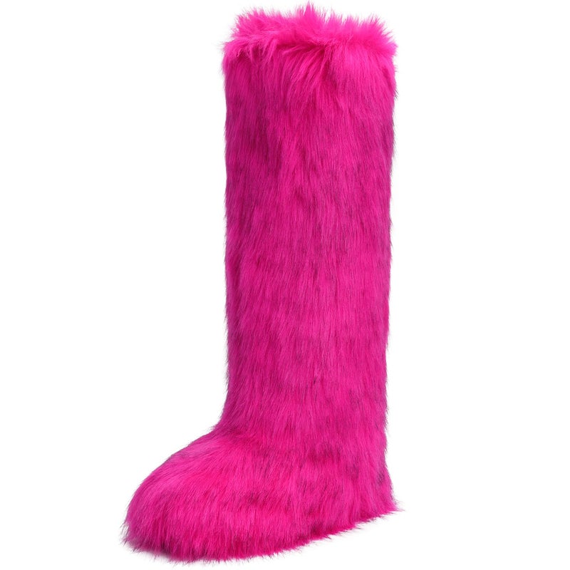 CEPEPRIN Women's Faux Fur Boots Knee-High Furry Snow Boots Fluffy Warm Winter Boots - Image 1