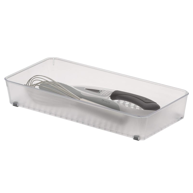 Spectrum Diversified Hexa Drawer Organizer Tray Modern Kitchen Cutlery, Utensil, Silverware Holder, Cabinet Storage, 6 X 12, Clear Frost - Image 1