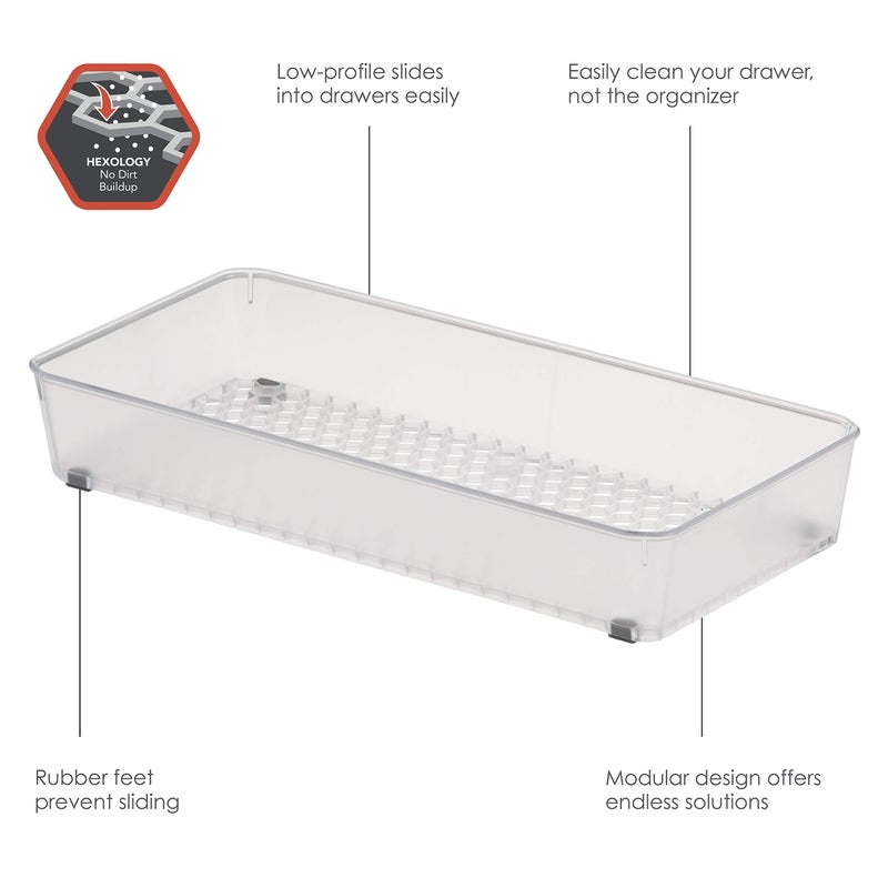 Spectrum Diversified Hexa Drawer Organizer Tray Modern Kitchen Cutlery, Utensil, Silverware Holder, Cabinet Storage, 6 X 12, Clear Frost - Image 2