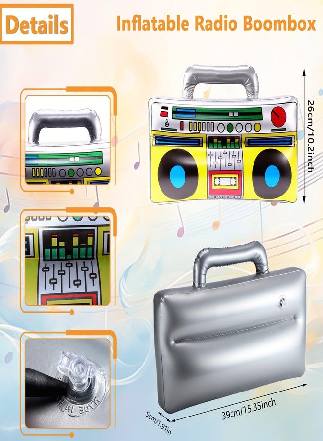 Dyrfolm 6 Pieces Inflatable Radio Boombox Inflatable Mobile Phone,80's 90's Party Decoration,Retro Inflatable Mobile Phone,Inflatable Radio Props for Hip Hop Theme Party Birthday Party Supplies - Image 2