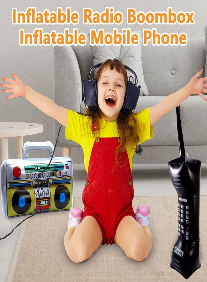 Dyrfolm 6 Pieces Inflatable Radio Boombox Inflatable Mobile Phone,80's 90's Party Decoration,Retro Inflatable Mobile Phone,Inflatable Radio Props for Hip Hop Theme Party Birthday Party Supplies - Image 4