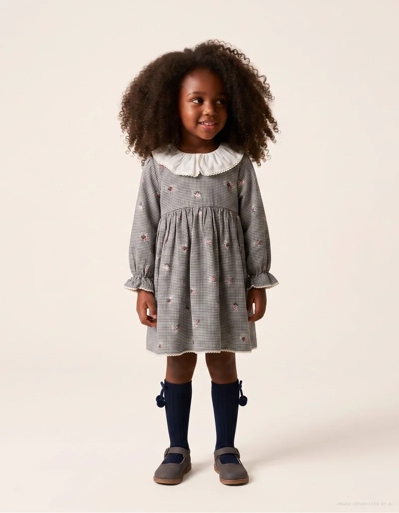 Ziddy Long Sleeve Cotton Dress With All-Over Print