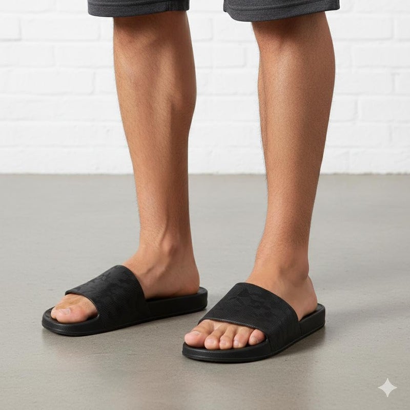 Black Medical Slippers - Map Design - Comfortable Design - Lightweight Sole - Waterproof Rubber Material - Slippers for Men, Youth, Kids - Perfect for Home, Beach, Street 45-44 - Image 5