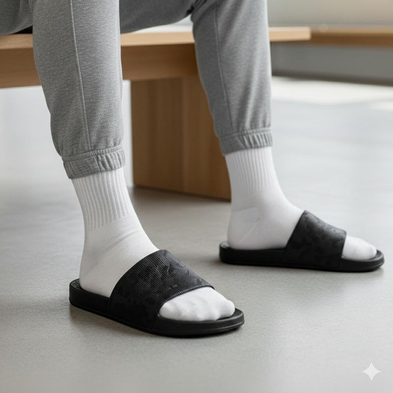Black Medical Slippers - Map Design - Comfortable Design - Lightweight Sole - Waterproof Rubber Material - Slippers for Men, Youth, Kids - Perfect for Home, Beach, Street 45-44 - Image 4