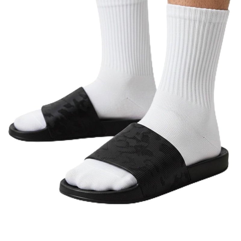 Black Medical Slippers - Map Design - Comfortable Design - Lightweight Sole - Waterproof Rubber Material - Slippers for Men, Youth, Kids - Perfect for Home, Beach, Street 45-44 - Image 1