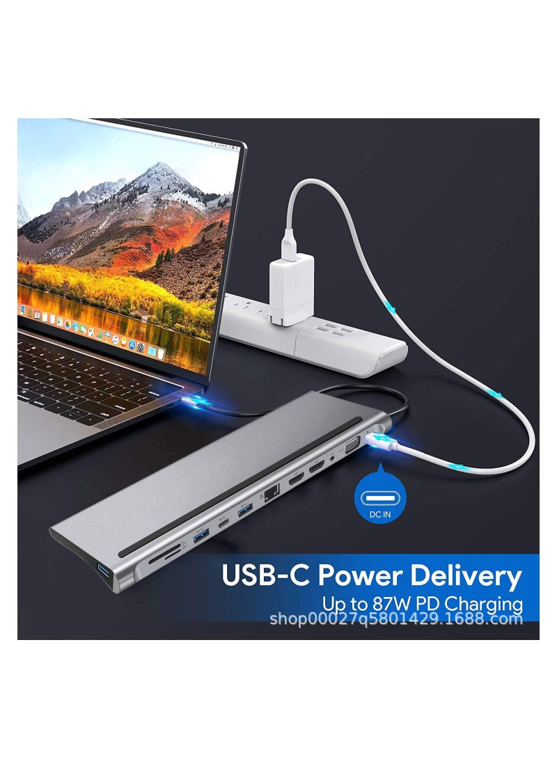 JM محور USB C 11 في 1 مع 4K HDTV USB3.0 قارئ بطاقة SD/TF VGA RJ45 إيثرنت 3.5 مم صوت ومحطة توصيل USB C PD Type-C لجهاز MacBook/Pro/Air و iMac والمزيد - Image 5