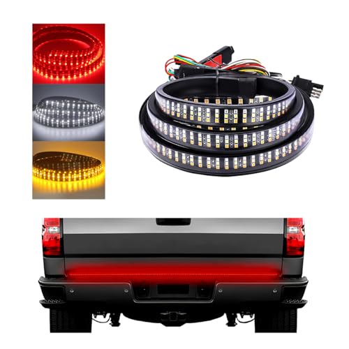Yourkar Tailgate Light Bar 47 Inch Triple Row LED Tailgate Light Bar LED Flexible Strip with Red Running Brake White Reverse Yellow Turning Signals Lights Car Accessories - Image 1