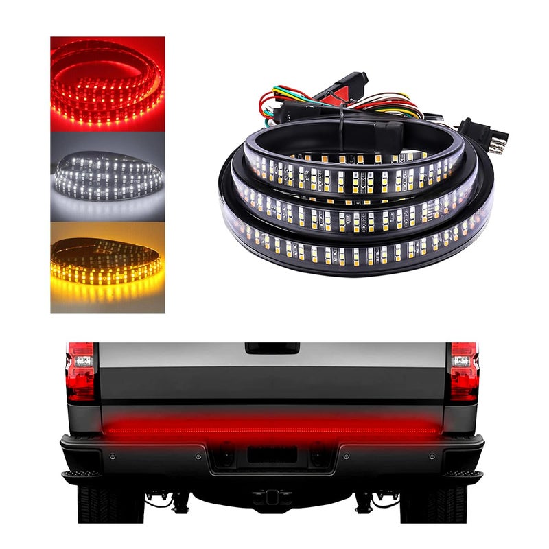 Yourkar Tailgate Light Bar 47 Inch Triple Row LED Tailgate Light Bar LED Flexible Strip with Red Running Brake White Reverse Yellow Turning Signals Lights Car Accessories - Image 2