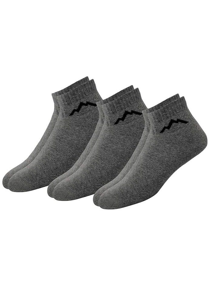 Ranger Ranger Sport Men's Heavy Duty Cotton Quarter Athletic Socks, Pack of 3 (Free Size, Grey) - Image 4