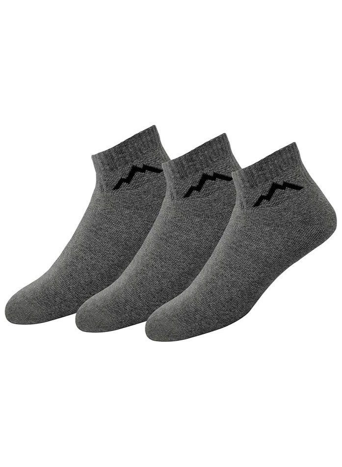 Ranger Ranger Sport Men's Heavy Duty Cotton Quarter Athletic Socks, Pack of 3 (Free Size, Grey) - Image 1
