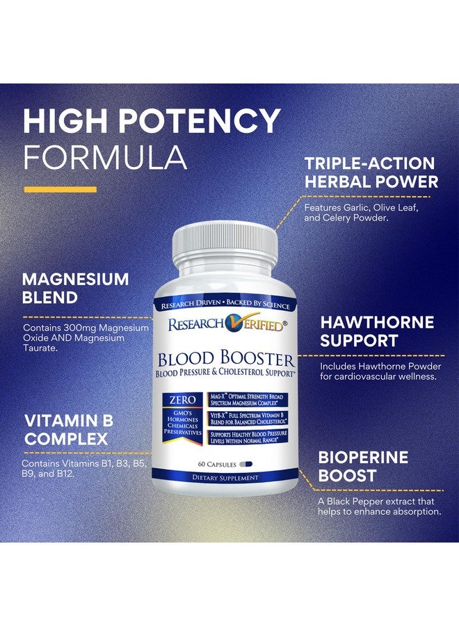 Research Verified Blood Booster - Blood Support - Hawthorn, Magnesium, Celery Seed Powder, BioPerine - 180 Capsules - 3 Month Supply - Image 2