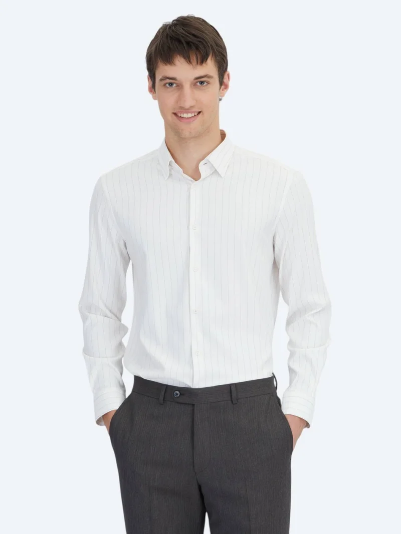 Kip Mink Striped Regular Fit Long Weaving Sport Shirt