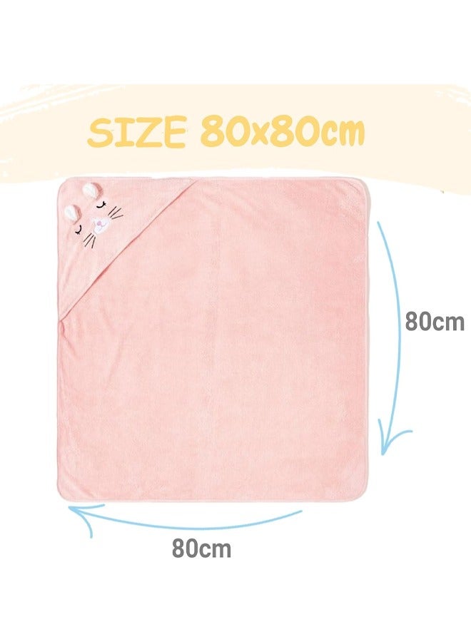 فيفيدوراد منشفة أطفال بغطاء للرأس، مناشف حمام أطفال، فائقة النعومة وسميكة منشفة حمام قطنية للمواليد الجدد، منشفة كبيرة ماصة للأطفال الصغار من الأولاد والبنات - قطن 100% للمواليد الجدد والرضع والأطفال الصغار - مقاس كبير 32 × 32 بوصة - Image 2