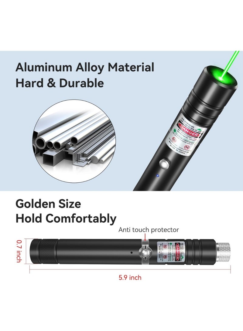 Zedtron Green Laser Pointer High Power Pen - Long Range Rechargeable Laser Beam, USB Charging for Hiking, Presentations & Outdoor Use (Professional-Grade Green Light) - Image 4