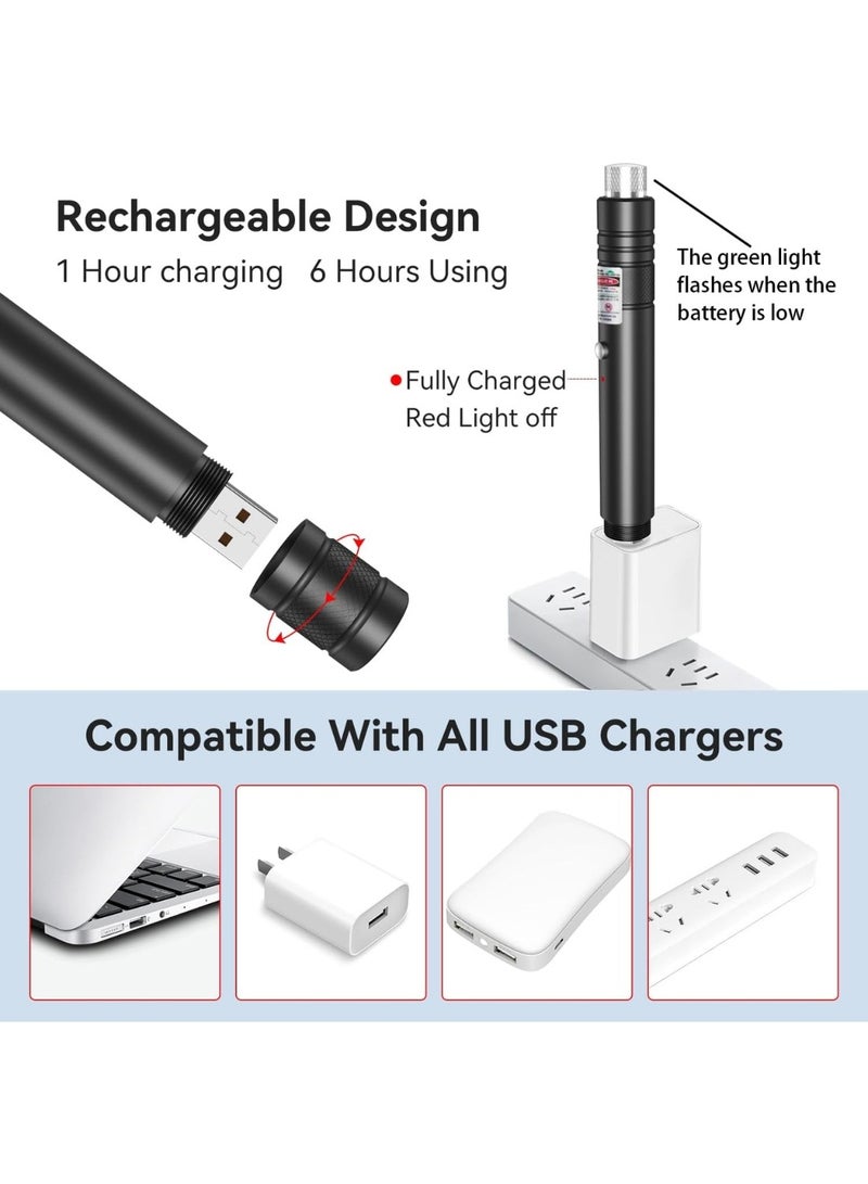Zedtron Green Laser Pointer High Power Pen - Long Range Rechargeable Laser Beam, USB Charging for Hiking, Presentations & Outdoor Use (Professional-Grade Green Light) - Image 3