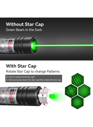 قلم مؤشر ليزر أخضر عالي الطاقة - شعاع ليزر طويل المدى قابل لإعادة الشحن، شحن USB للمشي لمسافات طويلة والعروض التقديمية والاستخدام في الهواء الطلق (ضوء أخضر احترافي) - view 2