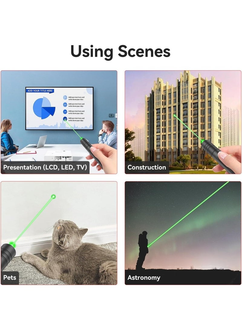 Zedtron Green Laser Pointer High Power Pen - Long Range Rechargeable Laser Beam, USB Charging for Hiking, Presentations & Outdoor Use (Professional-Grade Green Light) - Image 5