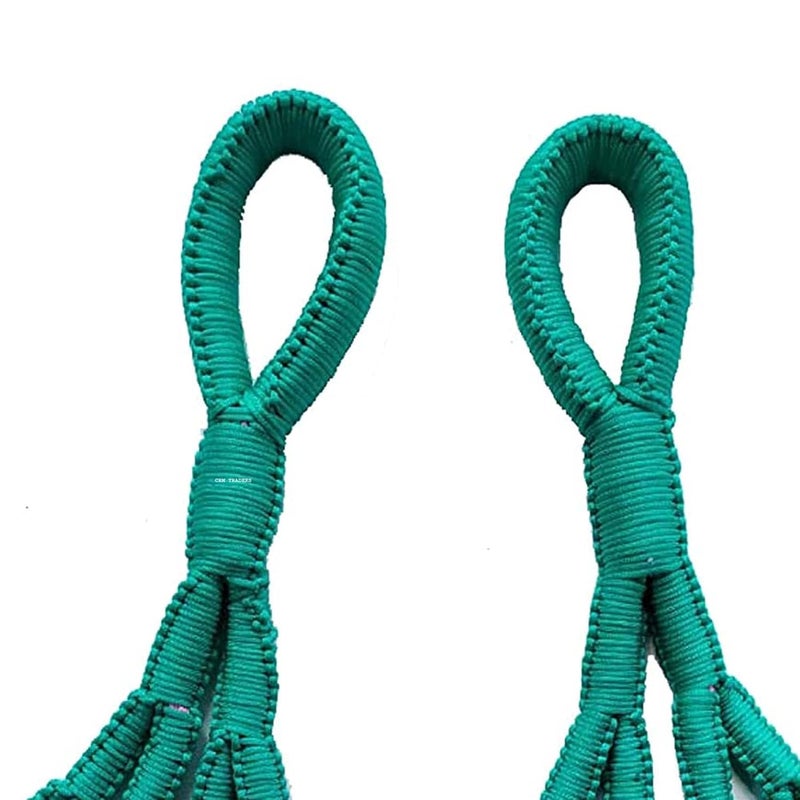 CRM TRADERS CRM TRADERS Handcrafted Nylon Rope Hammock Swing Hanging Net Mesh Sleeping Bed for Garden Outdoor Pink and Tee Green  - Image 3