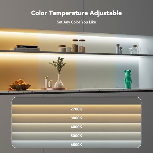PAUTIX COB LED Strip Light White CCT Tunable 32.8ft/10m,UL-Listed 6400LEDs Dimmable 2700K-6500K CRI90+ 24V LED Tape Light Kit with APP Control/Music Mode,for Under Cabinet Bedroom Kitchen DIY Lighting - Image 2