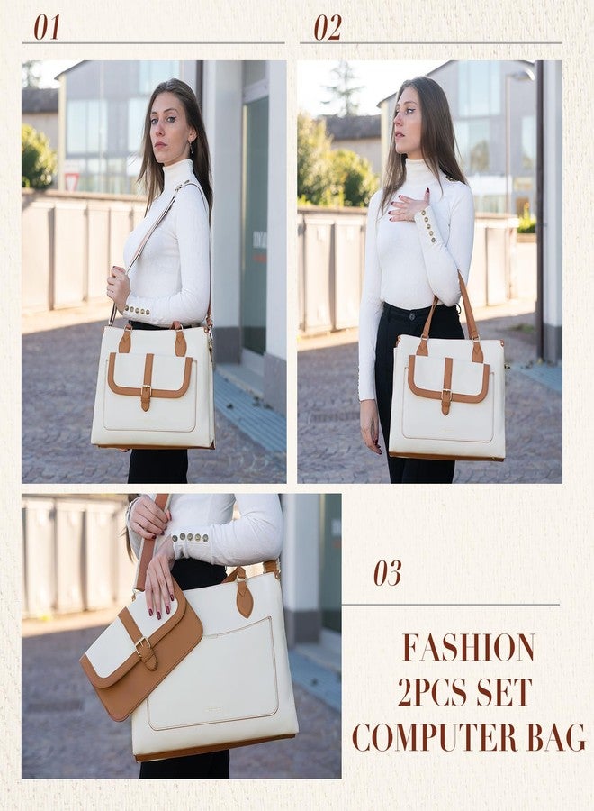 Missnine Laptop Bag with Removable Purse 15.6 inch Computer Bag Leather Briefcase for Women Work Bag Set Large Laptop Tote Bag for Office, Business - Image 2
