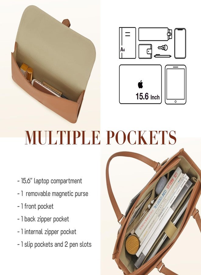 Missnine Laptop Bag with Removable Purse 15.6 inch Computer Bag Leather Briefcase for Women Work Bag Set Large Laptop Tote Bag for Office, Business - Image 4