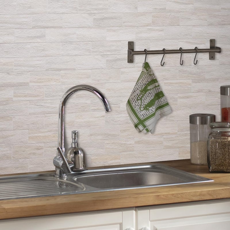 AULIGET 100-Piece Beige Slate Peel and Stick Backsplash Wall Tiles, 3" x 6" PVC Faux Stone Stick on Tile for Backsplash Kitchen, Bathroom, Laundry Room, Camper, Fireplace - Image 4