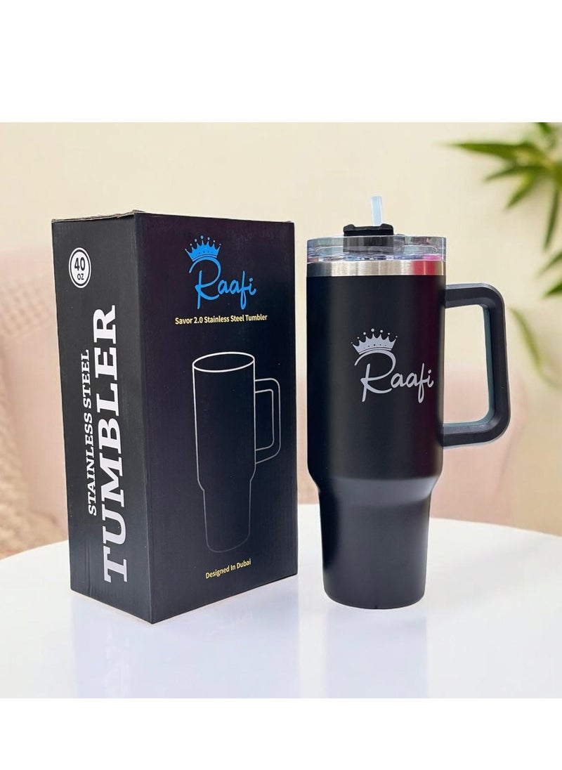 Wooden Twist - Raafi Savor 2.0 Tumbler 40oz With Handle Travel Mug Straw Covers Cup With Lid Insulated Quencher Stainless Steel Water Iced Tea Coffee Mug - Image 1