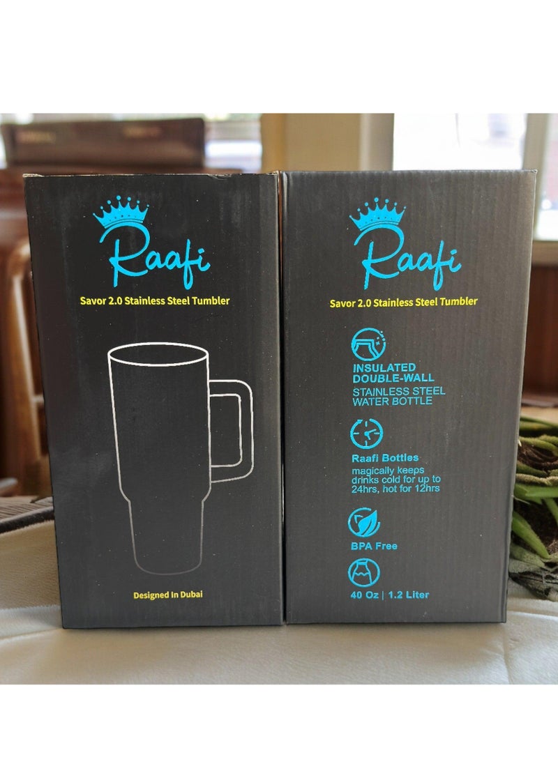 Wooden Twist - Raafi Savor 2.0 Tumbler 40oz With Handle Travel Mug Straw Covers Cup With Lid Insulated Quencher Stainless Steel Water Iced Tea Coffee Mug - Image 1