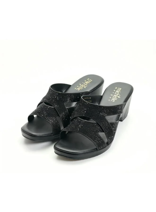 Michelle Morgan Black 092-3071 Michelle Morgan Women's Embellished Multi-Strap Block Heel Sandals 514RJ21G Black for Women | Best Price UAE