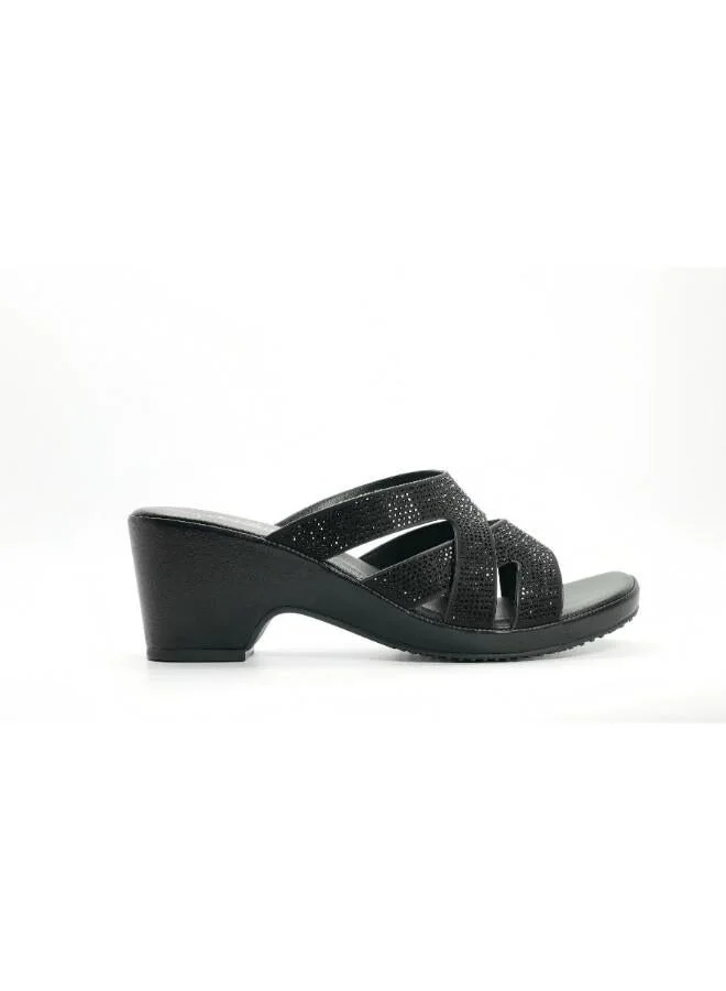 092-3071 Michelle Morgan Women's Embellished Multi-Strap Block Heel Sandals 514RJ21G Black