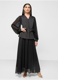 Khizana Sheer Sleeves Top & Skirt Set  - Image 1