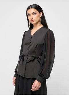 Khizana Sheer Sleeves Top & Skirt Set  - Image 3