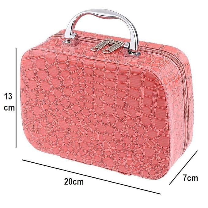 Vroxy Stylish Cosmetic Storage Box Makeup Bag Jewellery Organizer Toiletry Bag with Compact Magnifying Mirror for Travel 1Pcs - Image 4