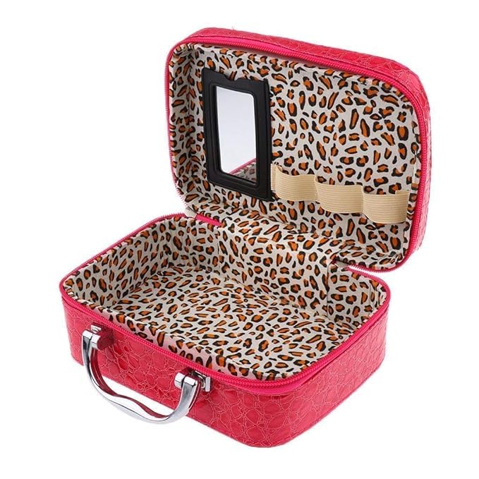 Vroxy Stylish Cosmetic Storage Box Makeup Bag Jewellery Organizer Toiletry Bag with Compact Magnifying Mirror for Travel 1Pcs - Image 2
